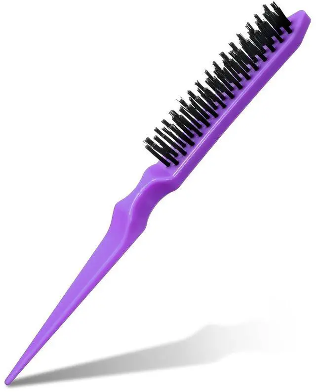 Main image of Boar Bristle Hair Brush for Women, Purple Teasing Hair Brush Nylon Bristles Salon Styling Edge Boar