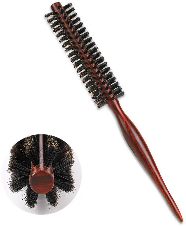 Main image of Small Round Brush for Short Hair, Mini Natural Soft Boar Bristle Hair Brush Portable Travel Size Cir