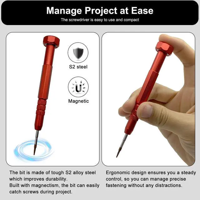 Alt view image 5 of 5 - Screwdriver T3, Six-point Star-shaped Magnetic Tip | Free Spin Cap, S2 High Alloy Steel Head, Anti-s