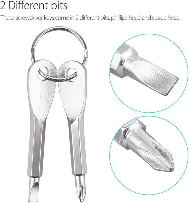 Alt view image 6 of 7 - 4PCS Mini Pocket Screwdriver Set Keychain Outdoor Tool Kit Stainless Steel Black+Silver