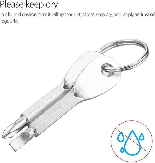 Alt view image 7 of 7 - 4PCS Mini Pocket Screwdriver Set Keychain Outdoor Tool Kit Stainless Steel Black+Silver