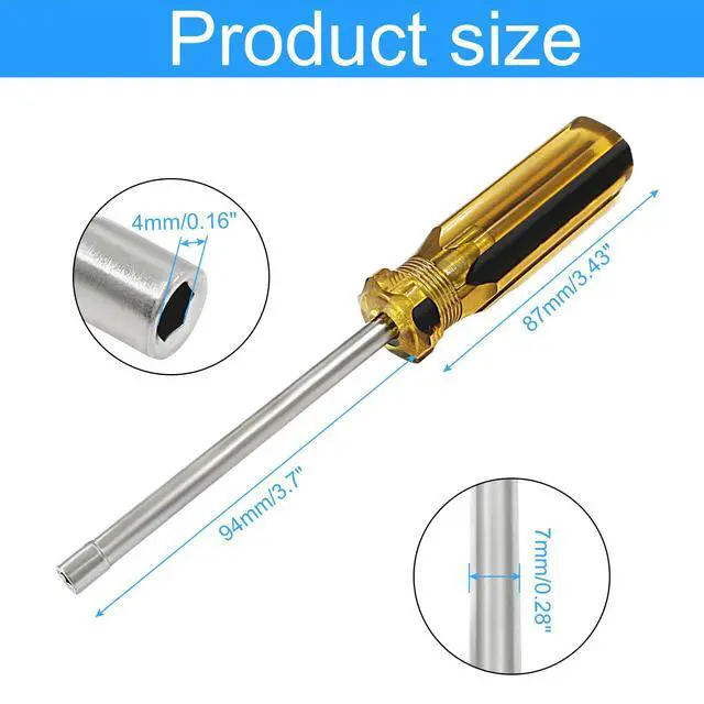 Alt view image 2 of 5 - 4mm Socket Wrench Screwdriver, Hex Socket Wrench | High-Carbon Steel, Hexagon Nut Driver, Non-Magnet