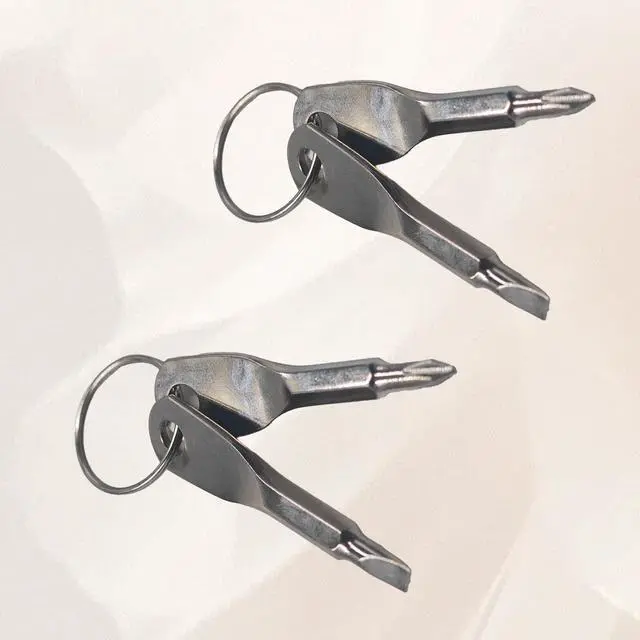 Alt view image 3 of 7 - 2Pcs Keychain Screwdriver Set, Portable EDC Mini Pocket Multitool with Phillips & Flat Head, Stainle