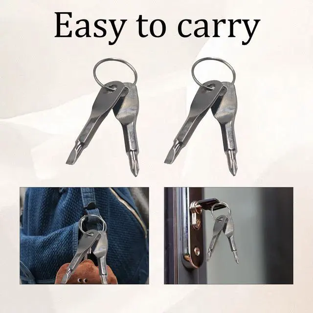 Alt view image 5 of 7 - 2Pcs Keychain Screwdriver Set, Portable EDC Mini Pocket Multitool with Phillips & Flat Head, Stainle