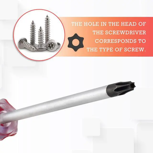 Alt view image 3 of 7 - T20 Torx Security Screwdriver with Magnetic Tip, 178mm/7" | Magnetic Tip Prevents Screw Loss, Red Pl