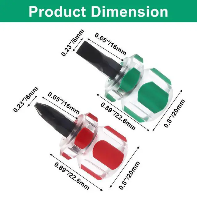 Alt view image 2 of 5 - 6 Pcs Ultra Short Mini Stubby Screwdriver Set, Small | Flat Head & Phillips, Sewing Machine Repair,