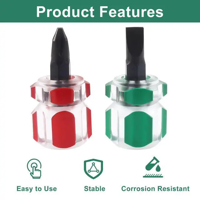 Alt view image 3 of 5 - 6 Pcs Ultra Short Mini Stubby Screwdriver Set, Small | Flat Head & Phillips, Sewing Machine Repair,