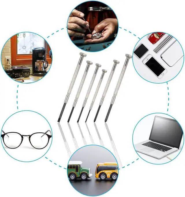 Alt view image 6 of 6 - 6Pcs Small Screwdriver Set, Mini Screwdriver Set, Eyeglass Repair Screwdriver with 6 Different Size
