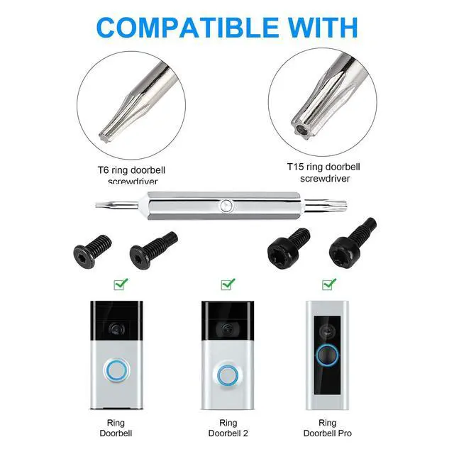 Alt view image 5 of 6 - Screwdriver T6 T15 & + 20Pcs Screws Fit Ring Doorbell 2 3 4 Plus Pro Elite