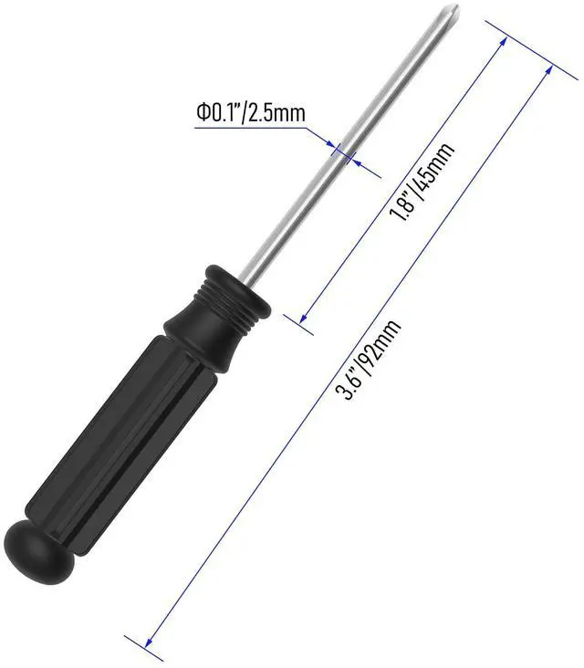 Alt view image 2 of 5 - 2 Pcs Mini Phillips Screwdriver, 2.5mm Cross Head, 92mm, Black | 3.62" Total Length, Non-slip Handle, Non-magnetic for Small Appliances