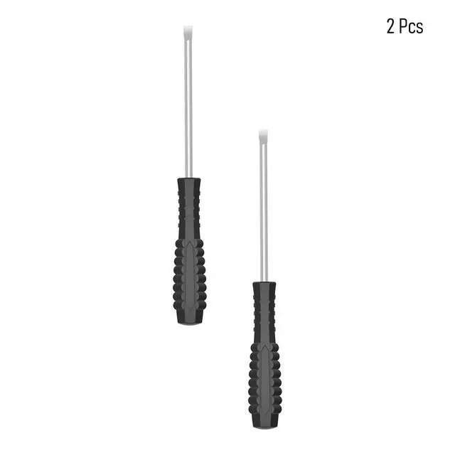 Alt view image 3 of 5 - 2 Pcs Mini Slotted Screwdriver, 3mm Flat Head, 100mm, Black | 4" Total Length, Handle, Non-magnetic