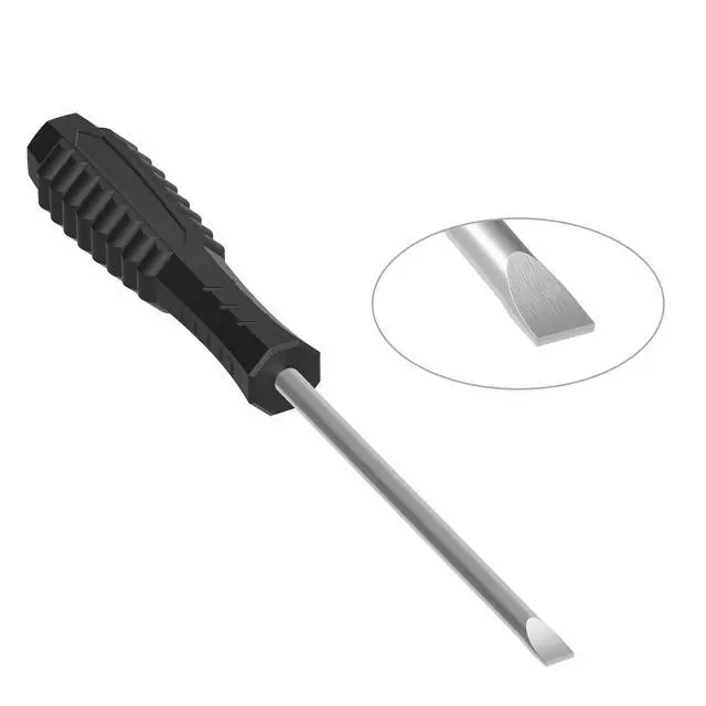 Alt view image 4 of 5 - 2 Pcs Mini Slotted Screwdriver, 3mm Flat Head, 100mm, Black | 4" Total Length, Handle, Non-magnetic