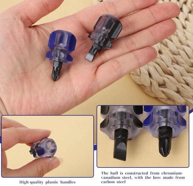 Alt view image 4 of 7 - 4Pcs Short Screwdriver Stubby Screwdriver Set Black and Blue | Small Stubby Phillips Screwdrivers Se