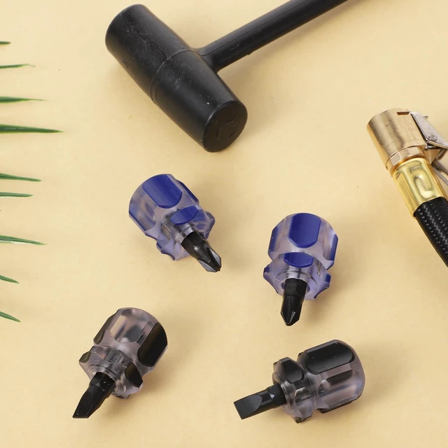 Alt view image 5 of 7 - 4Pcs Short Screwdriver Stubby Screwdriver Set Black and Blue | Small Stubby Phillips Screwdrivers Se