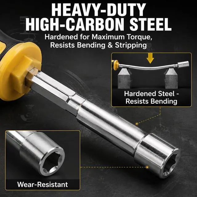 Alt view image 3 of 7 - 10mm Socket Screwdriver High-Carbon Steel Hex Nut Driver Key, Deep Hole Sleeve Design for DIY, Han