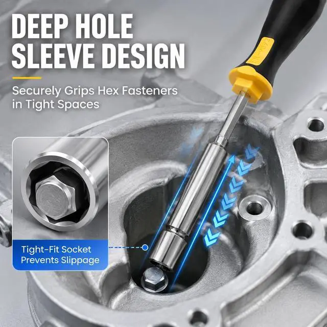 Alt view image 5 of 7 - 10mm Socket Screwdriver High-Carbon Steel Hex Nut Driver Key, Deep Hole Sleeve Design for DIY, Han