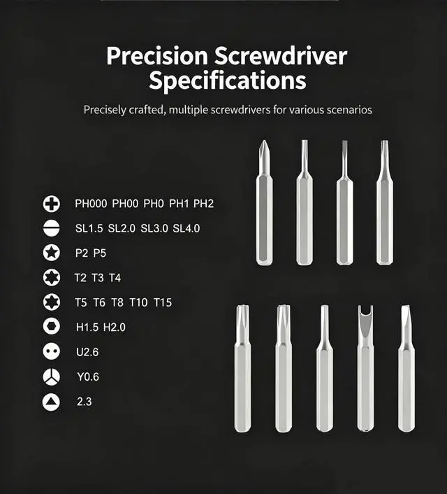 Alt view image 2 of 7 - 24-in-1 Small Precision Screwdriver Set | Professional, Low Magnetic, Mini Repair Tool Kit, For Phon