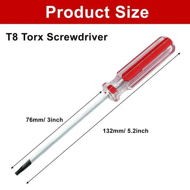 Alt view image 2 of 5 - T8 Torx Screwdriver 75mm(3 Inch) Long Magnetic Tip | 6 Point Star Screwdriver for Game Controllers,