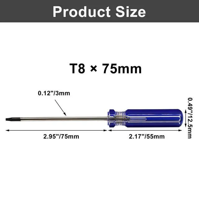 Alt view image 3 of 5 - T8 Torx Screwdriver, 1PCS, Magnetic Tip, 5.1 Inch | Non-slip Plastic Handle, Precision Electronic Pr