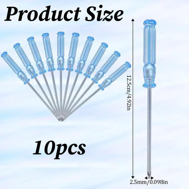 Alt view image 2 of 7 - 10 Pcs Small Phillips Screwdriver, 2.5 mm Cross Head Precision Screwdriver Set with Non-Slip Blue Cl