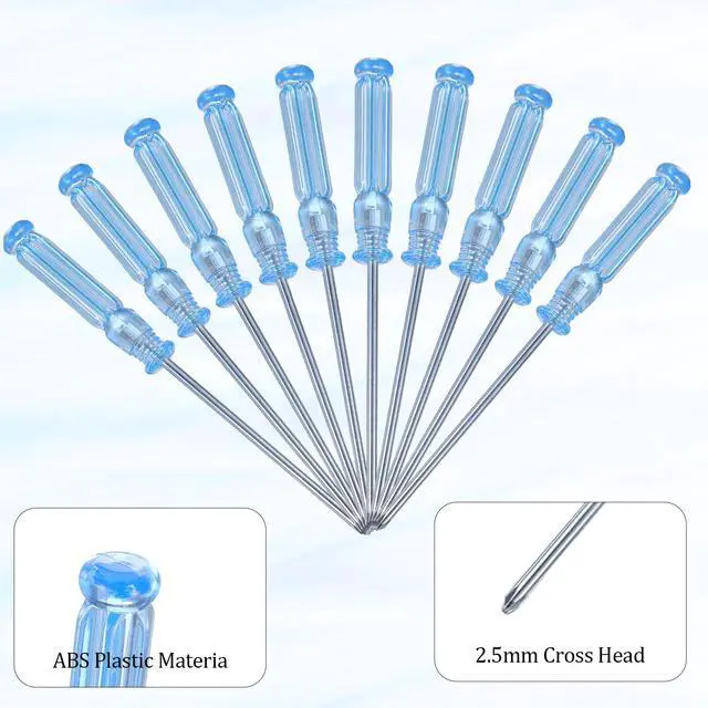 Alt view image 3 of 7 - 10 Pcs Small Phillips Screwdriver, 2.5 mm Cross Head Precision Screwdriver Set with Non-Slip Blue Cl