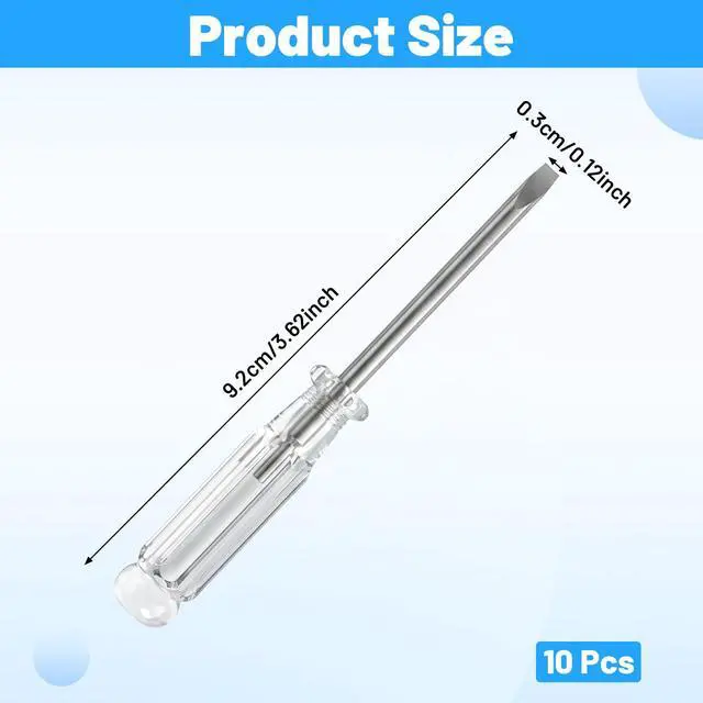 Alt view image 2 of 2 - 10PCS Small Flat Head Screwdriver, Mini Slotted Screwdriver, 3.0mm Flat Head, 92mm Length, For Small