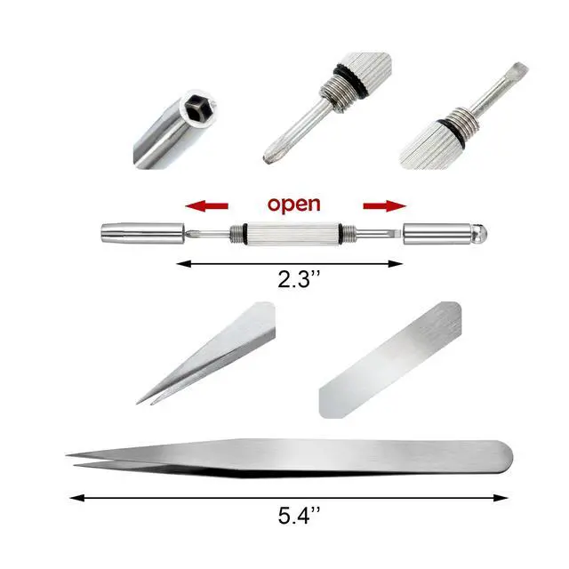 Alt view image 3 of 7 - Precision Screwdriver Set with Tweezers, Watch Screwdriver Micro Watchmakers Screwdrivers for Watche