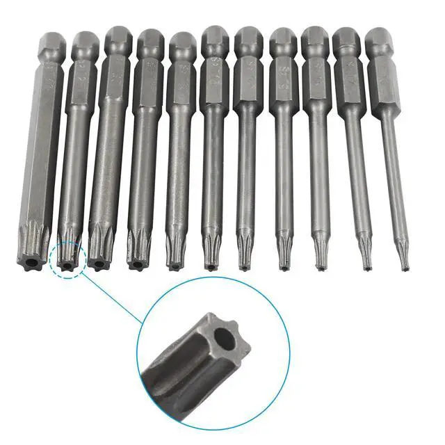 Alt view image 3 of 5 - 11 Piece Alloy Steel Magnetic Screwdriver, 3 Inch T6-T40 | Star Driver Bit Set, Tamper Proof Torx Bi