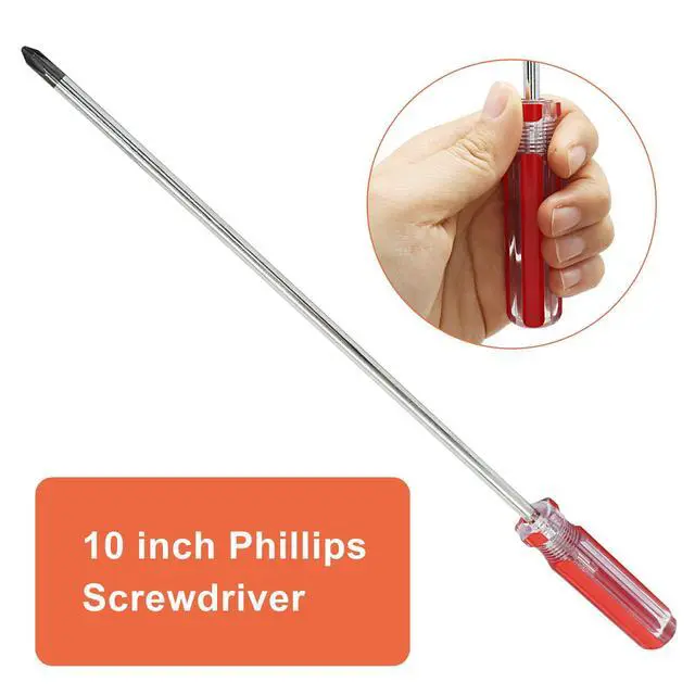 Alt view image 4 of 5 - 10-Inch Phillips Screwdriver #1 | 5mm Shaft, Magnetic Tip, Red Handle, Extra Long for Repair