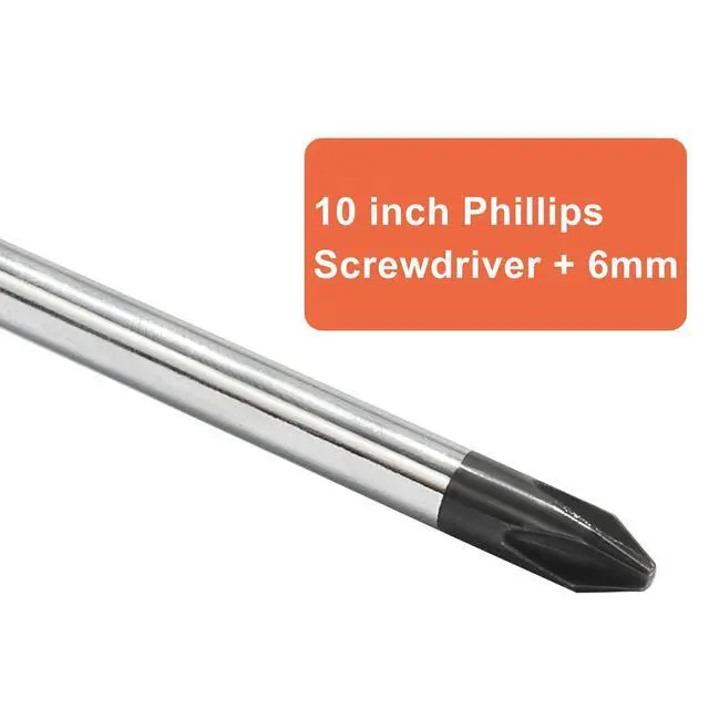 Alt view image 5 of 5 - 10-Inch Phillips Screwdriver #1 | 5mm Shaft, Magnetic Tip, Red Handle, Extra Long for Repair