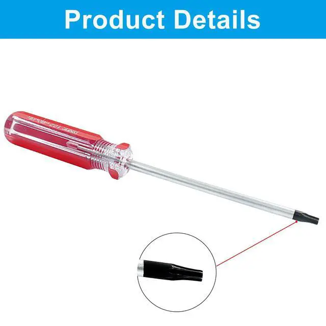 Alt view image 3 of 5 - T20 Security Torx Screwdriver Magnetic 7in Cr-V Red Handle | Magnetic Tip Holds Screws Firm, 4in Wor