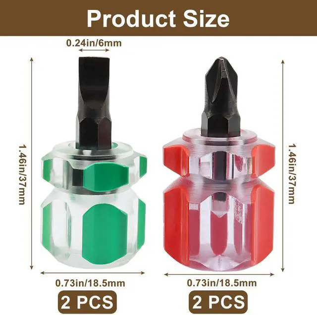 Alt view image 3 of 5 - 4 PCS Dedicated Screwdriver Set | with Flat Head and Phillips Head, Mini Stubby Tools Short Screwdri