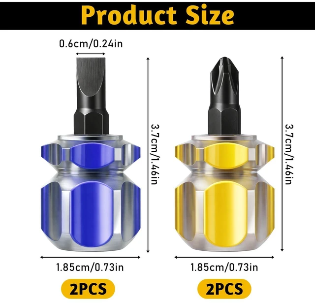 Alt view image 3 of 6 - 4Pcs Stubby Screwdriver Small Short Sewing Machine Screwdrivers Small Flat Head Screwdriver Tiny Phi