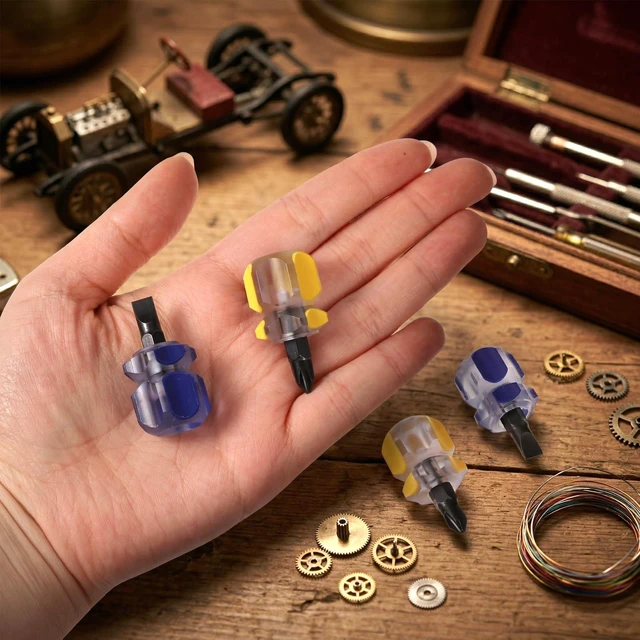 Alt view image 4 of 6 - 4Pcs Stubby Screwdriver Small Short Sewing Machine Screwdrivers Small Flat Head Screwdriver Tiny Phi