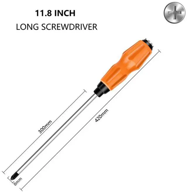 Alt view image 2 of 5 - 1Pcs Demolition Screwdriver, 8mm Phillips Screwdriver 11.8 Inches with Ergonomic Handle for Industry