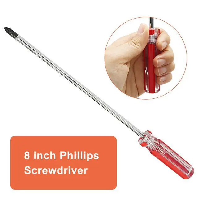 Alt view image 4 of 5 - 8-Inch Phillips Screwdriver #1 | 5mm Shaft, Long, Magnetic Tip, Red Handle, Extra Long for Repair