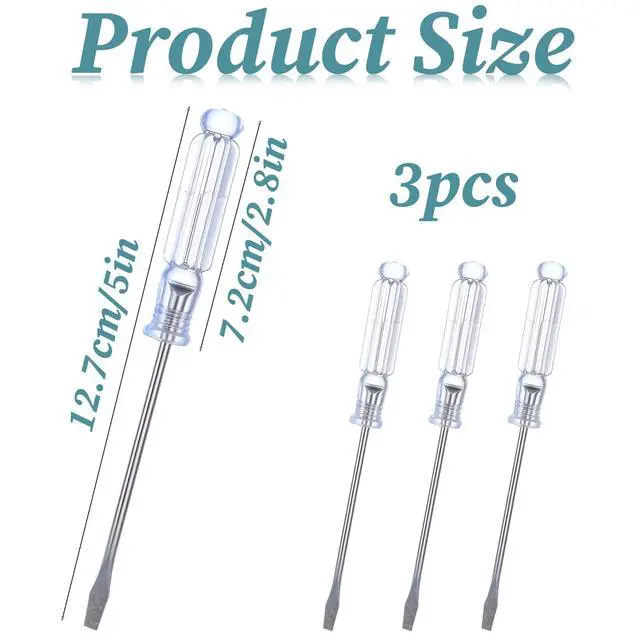 Alt view image 2 of 7 - 3 Pcs Mini Flat Head Screwdriver, 3.0mm Small Slotted Precision Screwdriver | 5 Inch Small Laptop Sc
