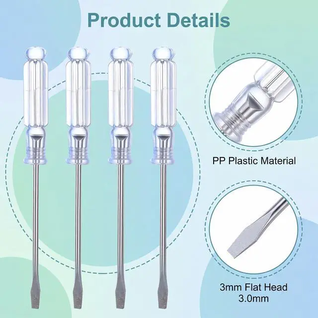 Alt view image 4 of 7 - 3 Pcs Mini Flat Head Screwdriver, 3.0mm Small Slotted Precision Screwdriver | 5 Inch Small Laptop Sc
