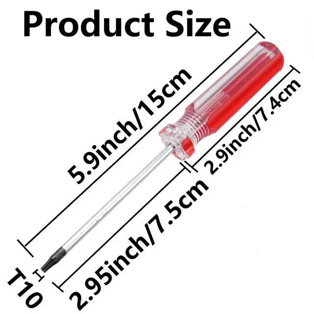 Alt view image 2 of 5 - T10 3 Inch Torx Screwdriver with Magnetic Tip, PVC Red Handle Screwdriver for Repair, Home Appliance