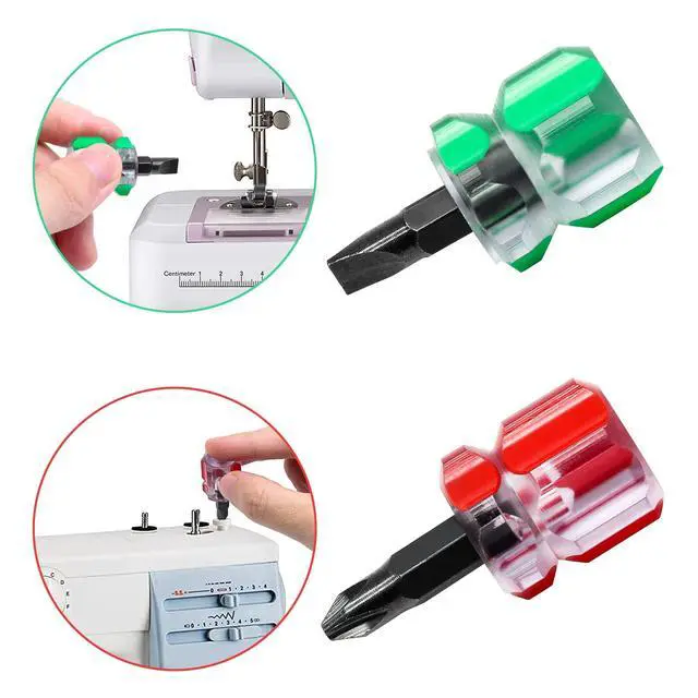 Alt view image 3 of 7 - 2 Pcs Sewing Machine Screwdriver | 6mm Phillips and Flat Head Tips, Stubby Screwdriver Set, Ultra Mi