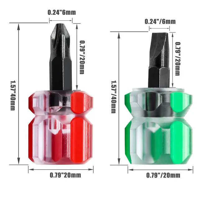 Alt view image 2 of 7 - 2 Pcs Sewing Machine Screwdriver | 6mm Phillips and Flat Head Tips, Stubby Screwdriver Set, Ultra Mi