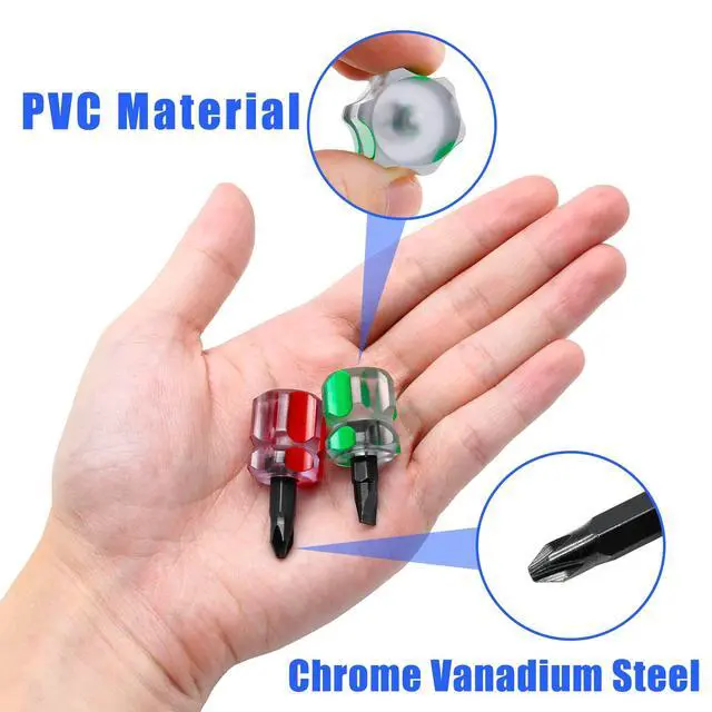 Alt view image 4 of 7 - 2 Pcs Sewing Machine Screwdriver | 6mm Phillips and Flat Head Tips, Stubby Screwdriver Set, Ultra Mi