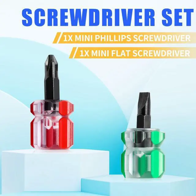 Alt view image 7 of 7 - 2 Pcs Sewing Machine Screwdriver | 6mm Phillips and Flat Head Tips, Stubby Screwdriver Set, Ultra Mi