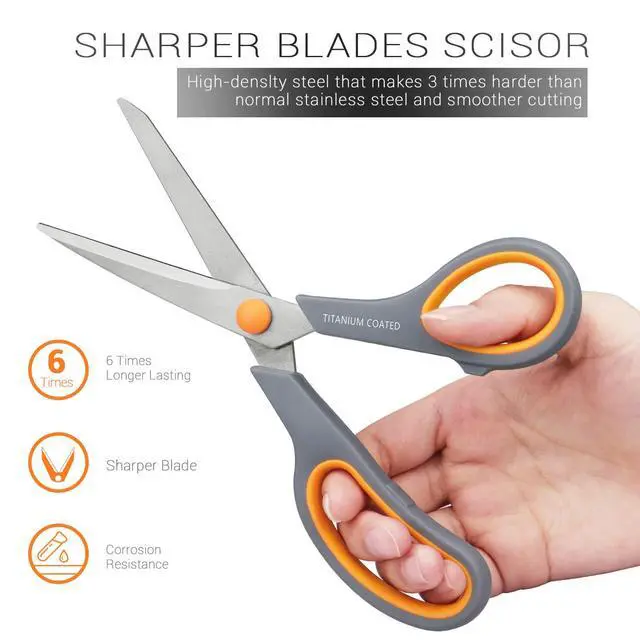 Alt view image 5 of 7 - 8" Multipurpose Titanium Coated Sturdy Sharp, Gray, 1 Pack | Right/Left Handed Comfort-Grip Handles,