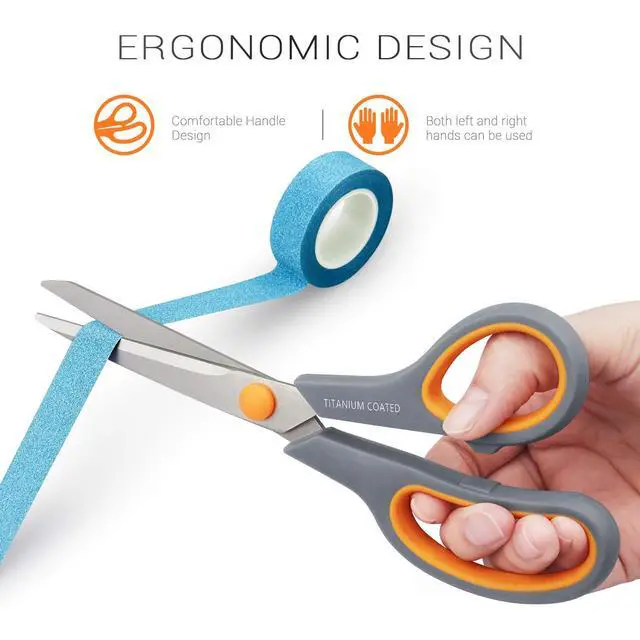 Alt view image 4 of 7 - 8" Multipurpose Titanium Coated Sturdy Sharp, Gray, 1 Pack | Right/Left Handed Comfort-Grip Handles,