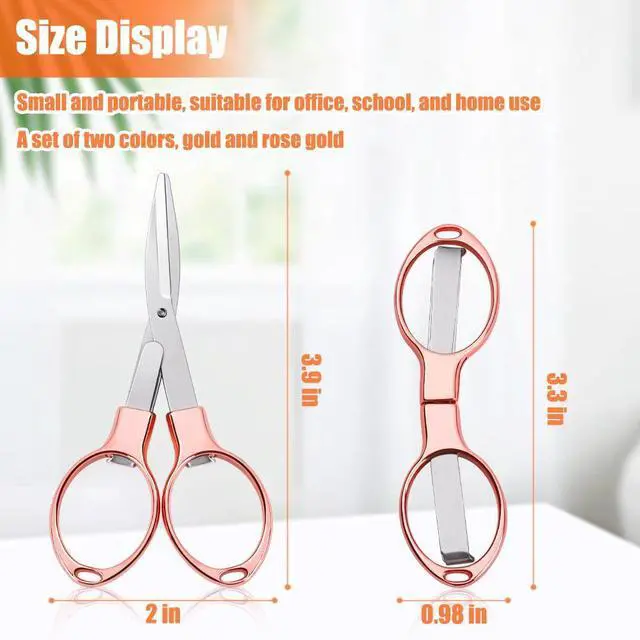 Alt view image 2 of 7 - 2PCS Folding Scissors, Portable Travel Scissor, Gift for Men Glasses Shaped Mini Shear Telescopic Cu