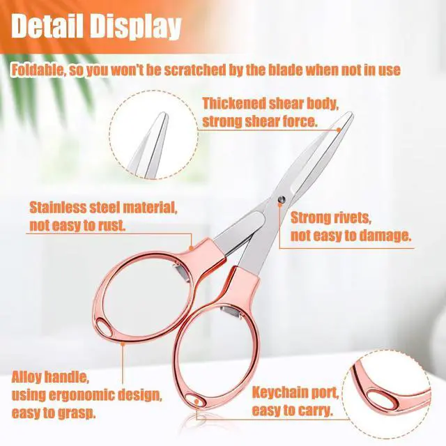 Alt view image 3 of 7 - 2PCS Folding Scissors, Portable Travel Scissor, Gift for Men Glasses Shaped Mini Shear Telescopic Cu