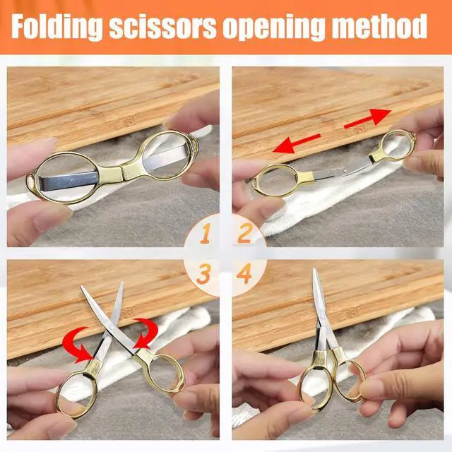 Alt view image 4 of 7 - 2PCS Folding Scissors, Portable Travel Scissor, Gift for Men Glasses Shaped Mini Shear Telescopic Cu