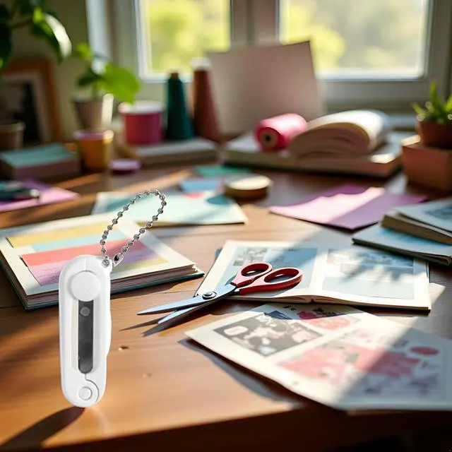 Alt view image 2 of 7 - 1pc White Folding Mini Scissor,Safe Portable Travel Scissor Foldable Telescopic Cutter Pocket with K