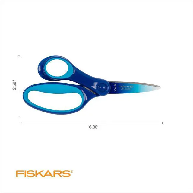 Alt view image 3 of 3 - 6" Left-Handed Big Kids Scissors, Ages 8-11, Ombre Blue-Turquoise | Scissors with Safety Edge Blades